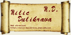 Milić Dulikrava vizit kartica